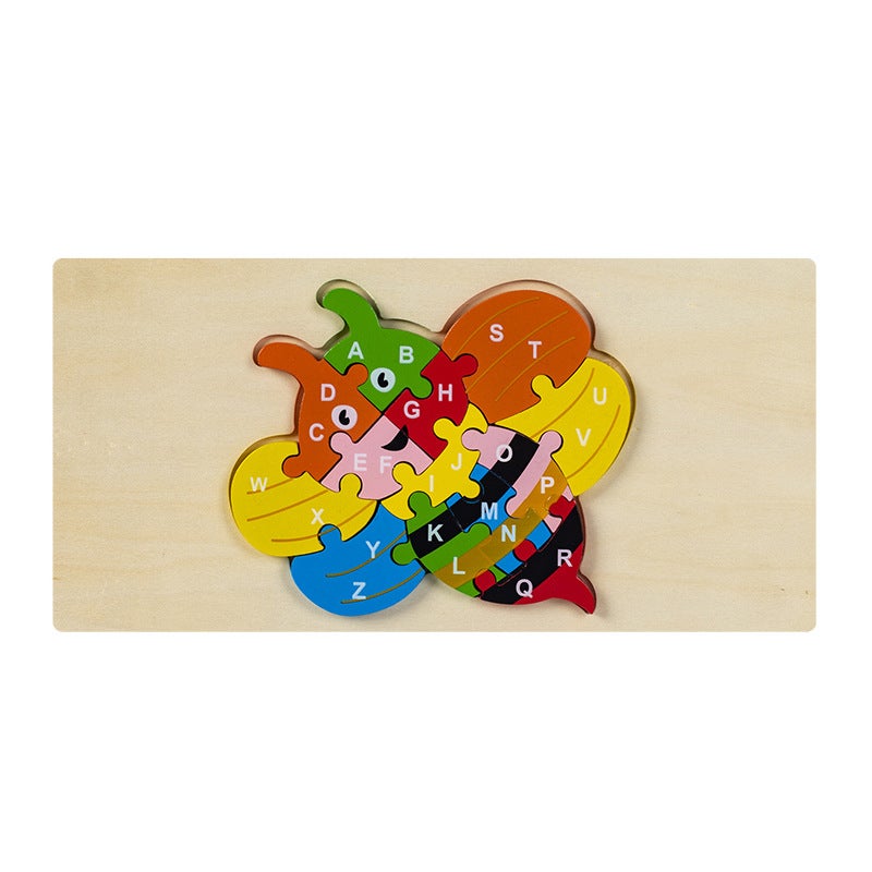 Wooden Jigsaw Puzzle Toys Children'S Early Education Alphabet Cognitive Puzzle Three-Dimensional Buckle Puzzle Building Blocks Educational Toys - Image 1